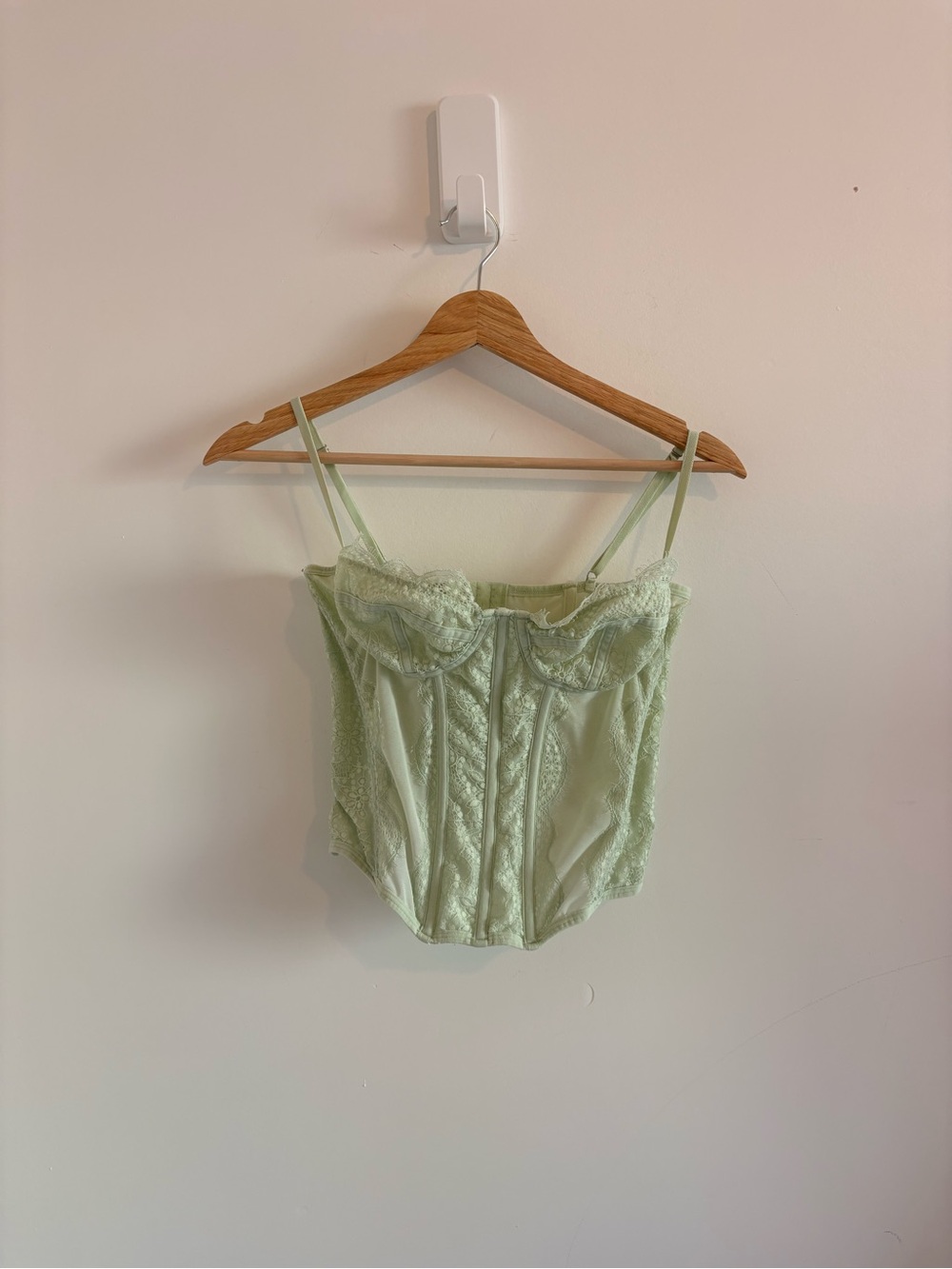 Urban Outfitters Light Green Lace Bustier Crop Top - Women